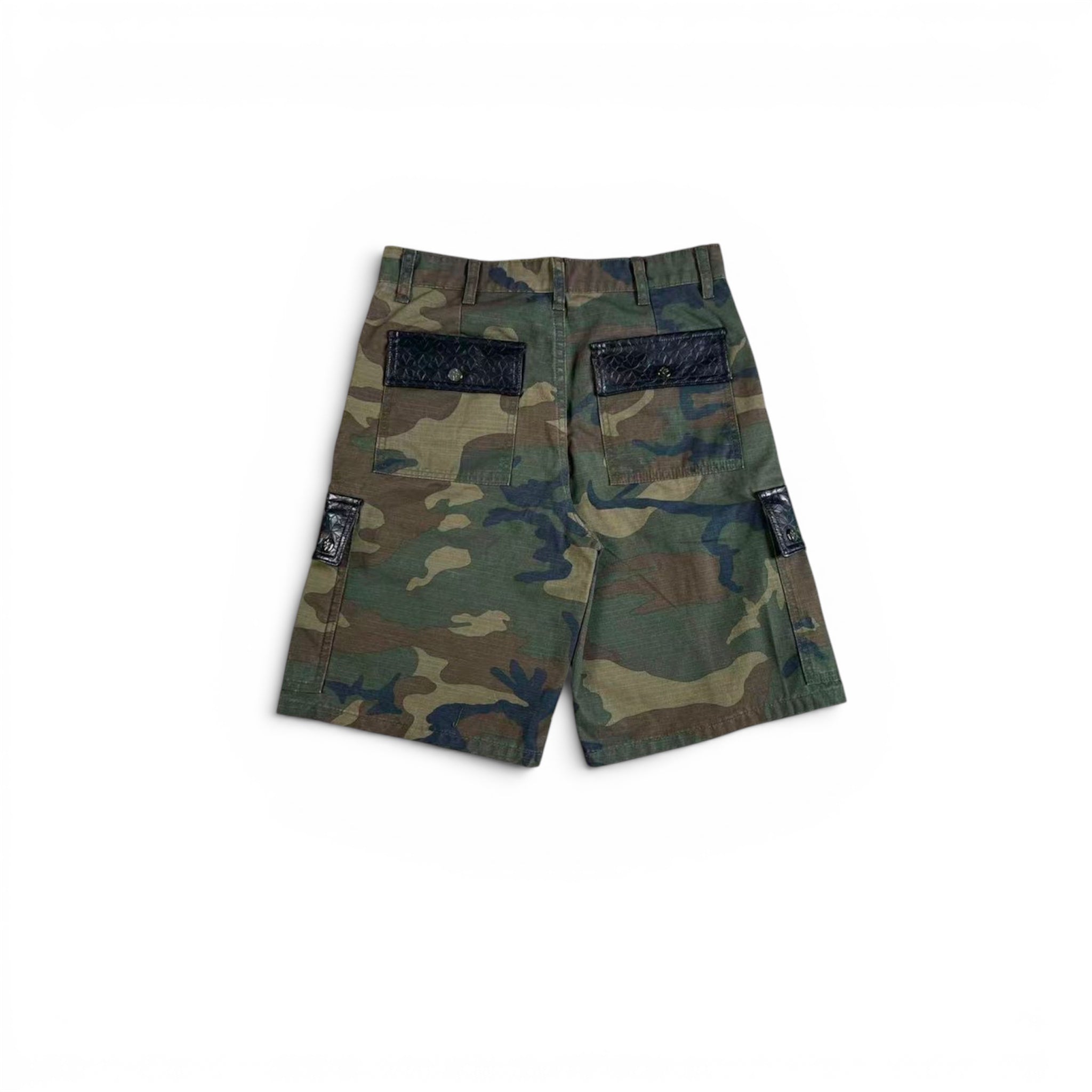VDLM CAMO LEATHER PATCH SHORTS