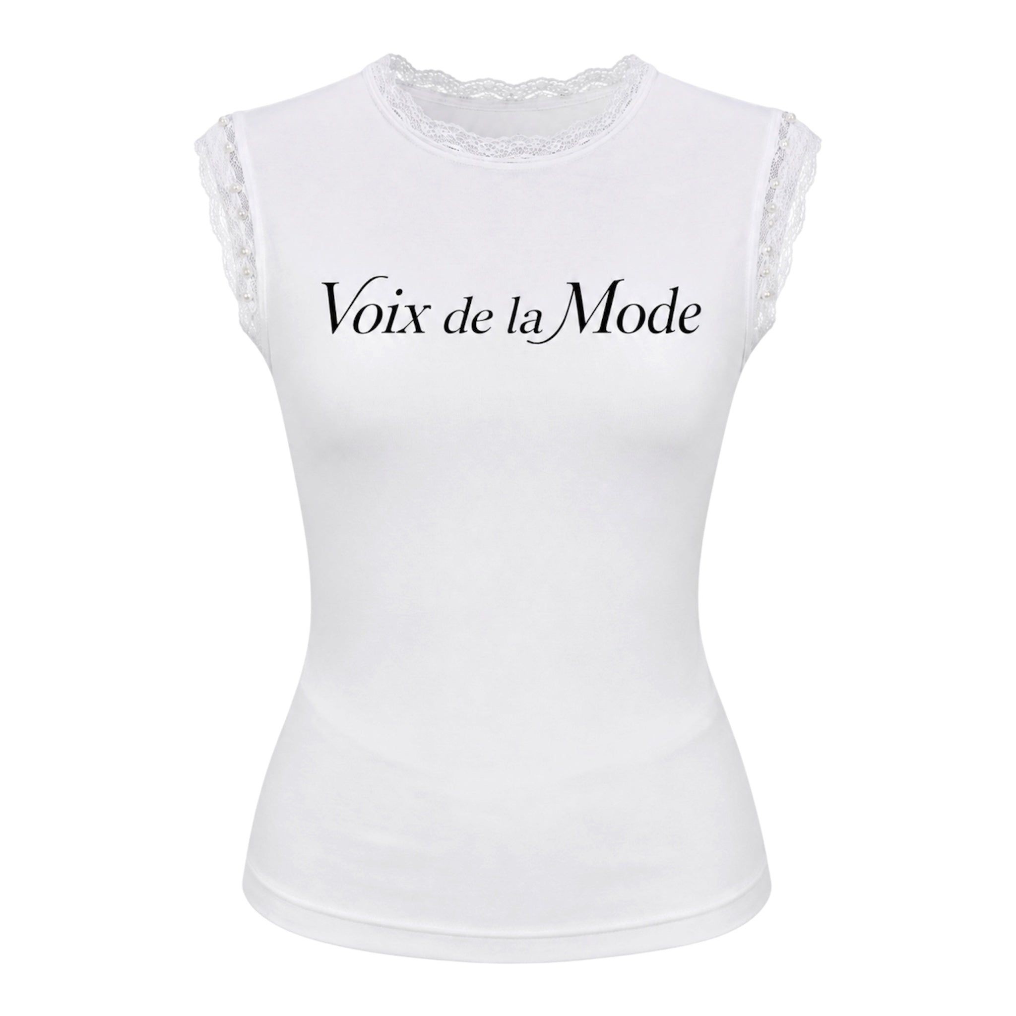 Women’s white VDLM pearl shear lace top