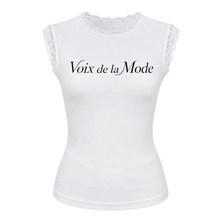 Women’s white VDLM pearl shear lace top